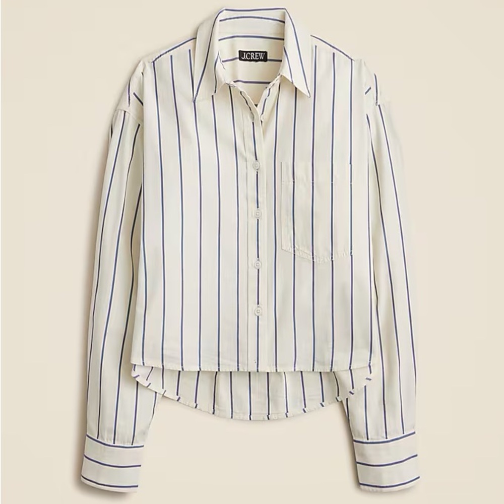 NWT J.Crew Oversized Cropped Striped Shirt